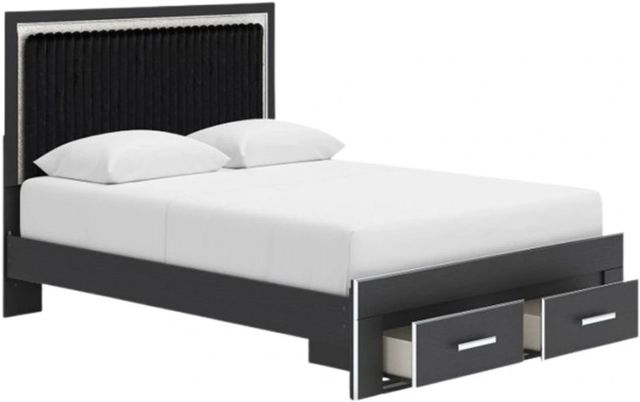 Signature Design by Ashley® Birmonton Black Queen Upholstered Storage Panel Bed-3
