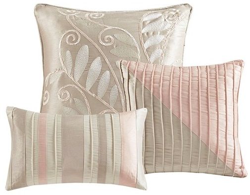 Olliix by Madison Park Amherst 7 Pieces Blush and Taupe Queen Comforter Set-2