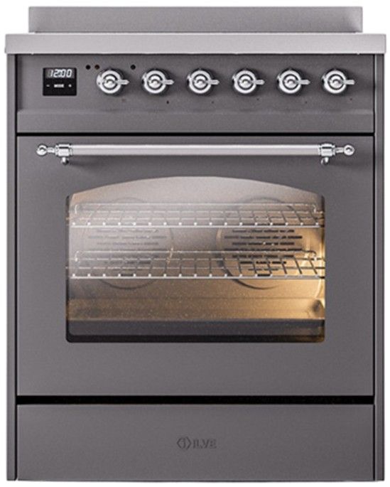 Ilve® Nostalgie II Series 30" Matte Graphite Pro Style Induction Range-3