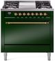 Ilve® Nostalgie II Series 36" Emerald Green Pro Style Dual Fuel Range-0