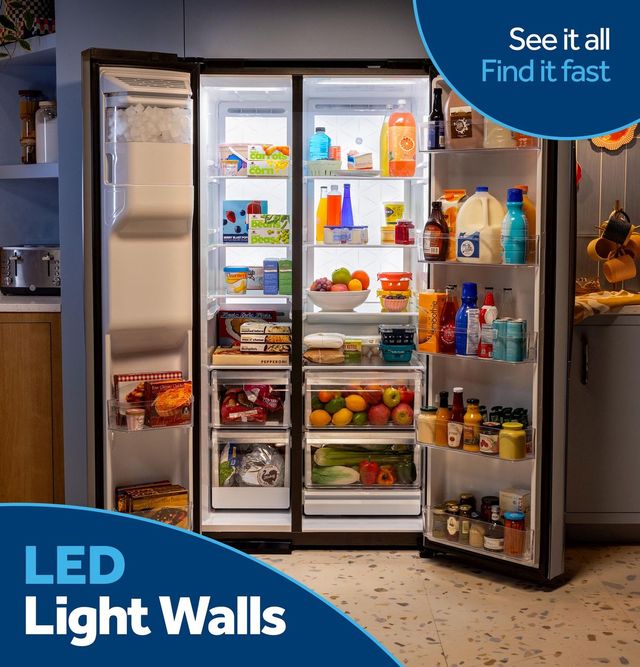 GE® 36" 27.7 Cu. Ft. Fingerprint Resistant Stainless Side-By-Side Refrigerator with LED Light Walls and Extra Tall Dispenser-2