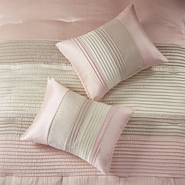 Olliix by Madison Park Amherst 7 Piece Blush and Taupe California King Comforter Set-4