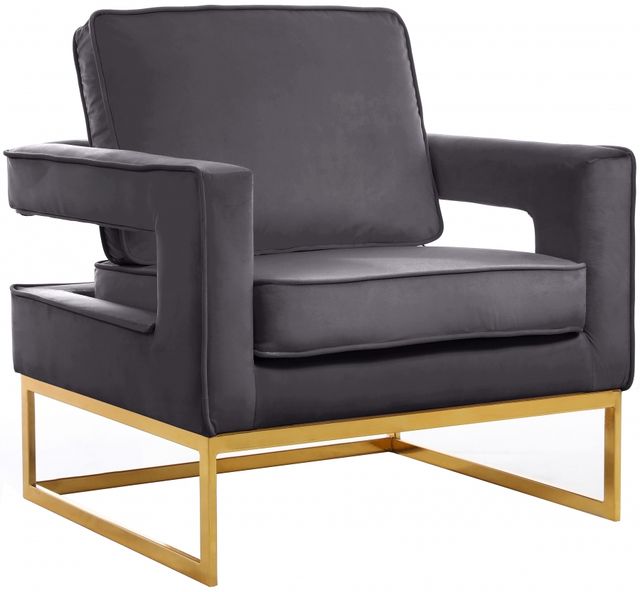 Meridian Furniture Noah Grey/Gold Velvet Chair-0