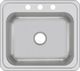 Elkay Celebrity® Brushed Satin 25" x 22" x 7" 3-Hole Single Bowl Drop-In Sink-1