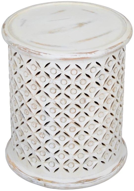 Jofran Inc. Global Archive Decker Antique White Small Drum Table-1