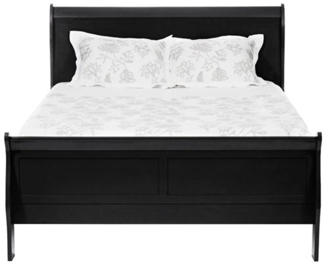 American Wholesale Furniture Louis Philippe Ebony Queen Sleigh Bed-0