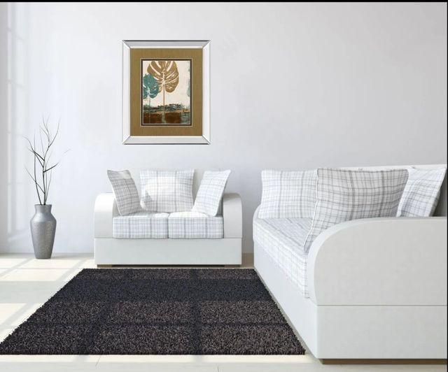Classy Art Blue Leaves Il by Patricia Pinto Mirror Framed Wall Art-2
