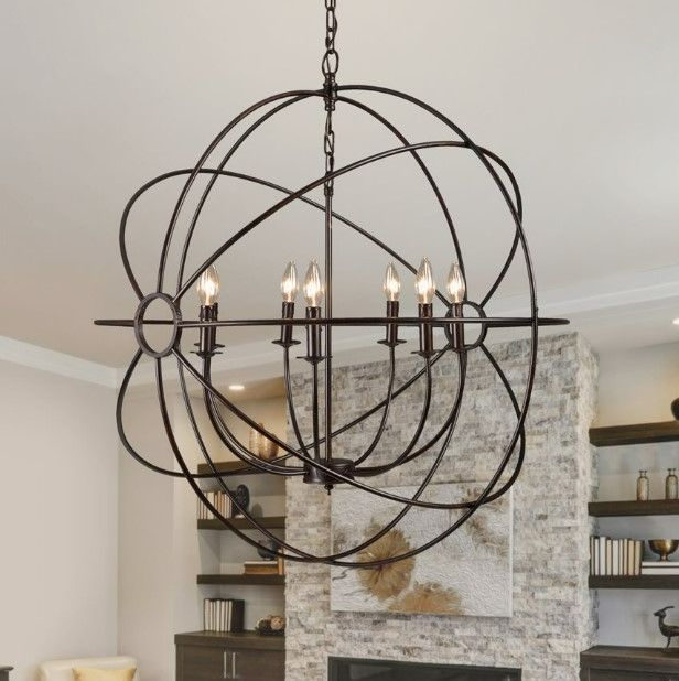 YHD Shooting Star Rustic Black 7-Light Orb Chandelier-1