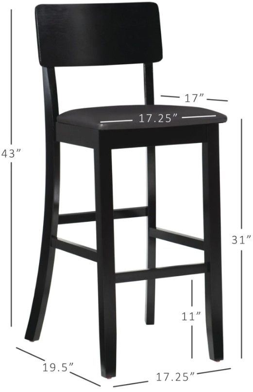 Linon Torino Black Bar Stool-3