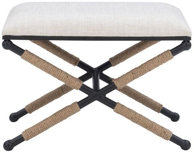 Linon Ashburn Campaign Black/Gray Accent Stool-2