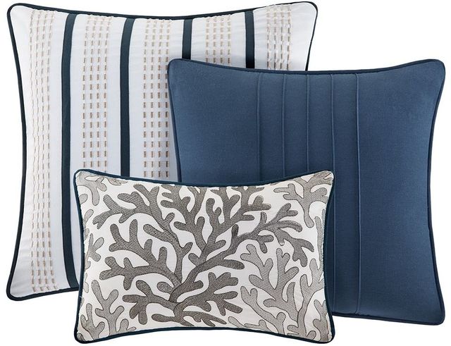 Olliix by Madison Park Bayside 7 Piece Blue Queen Comforter Set-2