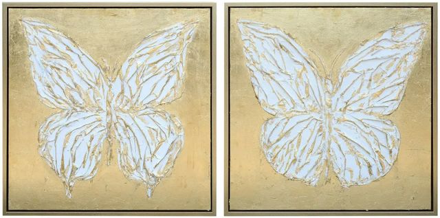 Crestview Collection Butterfly Fly Away 2-Piece Wall Art Set-0