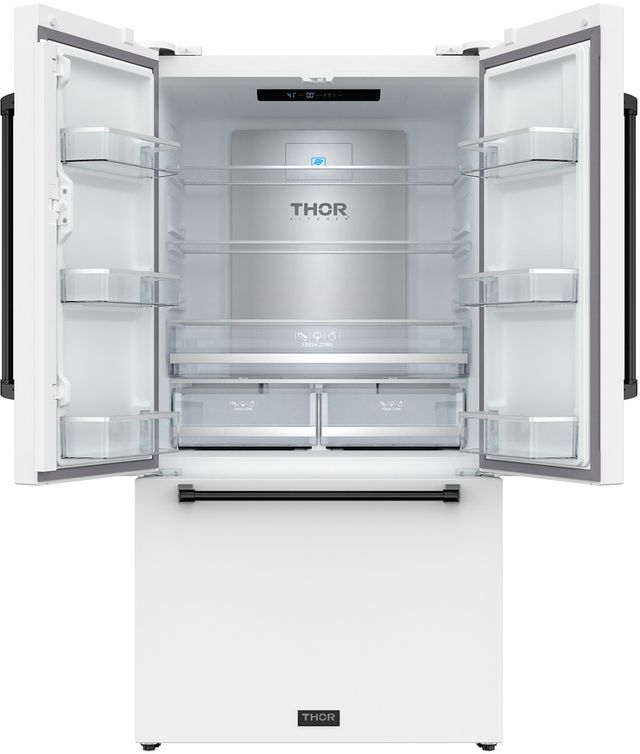 Thor Kitchen Gordon Ramsay Series 36" White French Door Counter Depth Refrigerator with Ice Maker & Black Hardware-1