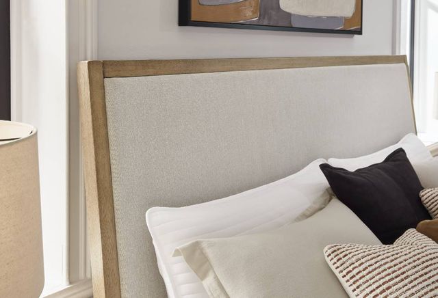 Benchcraft® Tomtyn Gray/Light Brown King Upholstered Panel Bed-4