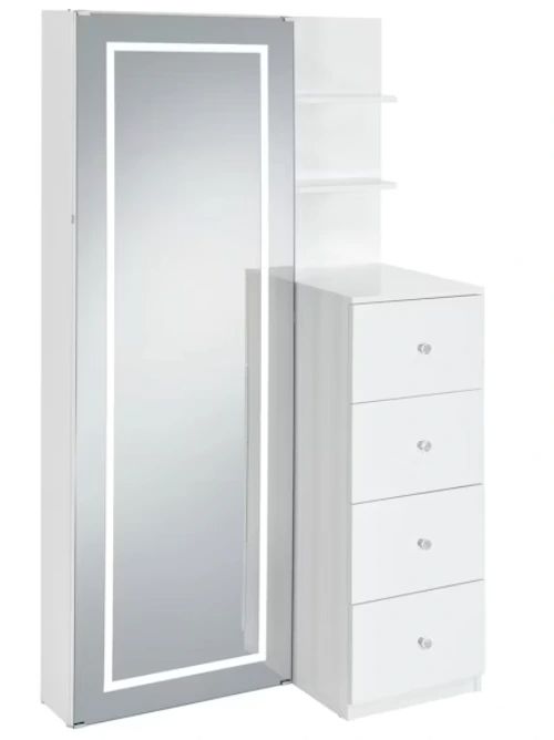 Elements International Vancouver White Floor Mirror with Storage-0