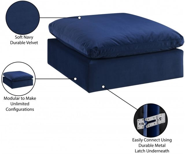 Meridian Furniture Comfy Navy Velvet Ottoman-2