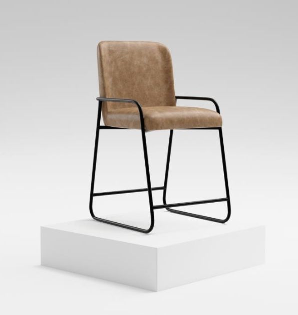 International Furniture Direct Seating Black/Cognac Bar Stool-1