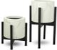 Le Present Century Chevron White Marble 18" Planter-1
