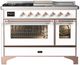 Ilve® Majestic III 48" White Pro Style Dual Fuel Liquid Propane Range with 5 Black Brass Burners and Copper Trim-0