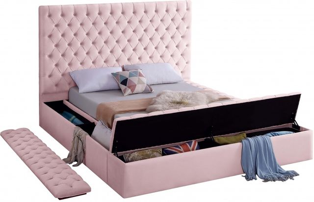 Meridian Furniture Bliss Pink Velvet Full Bed-3