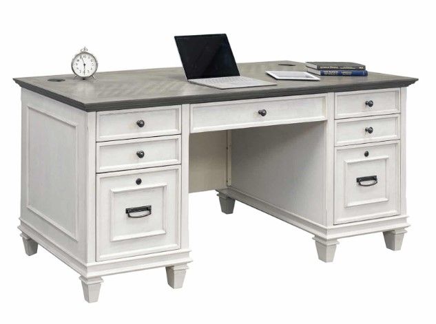 Martin Furniture Hartford Linen White Double Pedestal Desk-0
