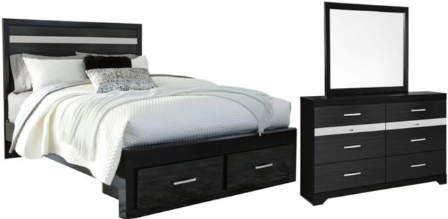 Signature Design by Ashley® Starberry 3-Piece Black Queen Storage Panel Bed Set-0