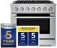 Hauslane HausPro 36" Stainless Steel Pro-Style Dual Fuel Range with Stainless Steel Knobs-1