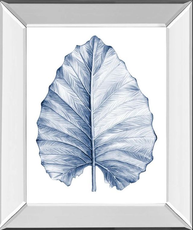 Classy Art Indigo Tropical Leaves III by Megan Meagher Mirror Framed Wall Art-0