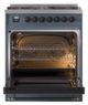Ilve® Nostalgie II Noblesse 30" Blue Gray Pro Style Dual Fuel Range with Burnished Trim-2