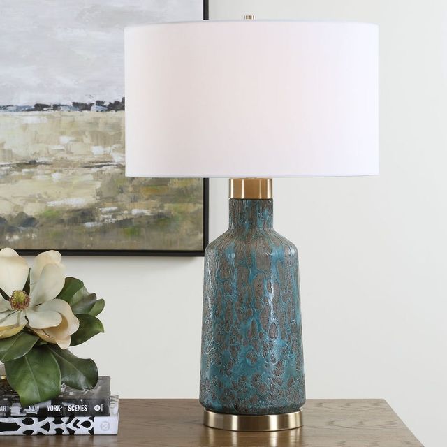 Uttermost® Dauphine Cracked Teal Table Lamp-1