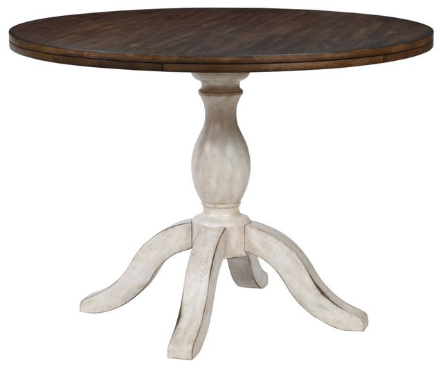 TEI Smart Buy Walnut/Antique White 42" Round Table Top-0