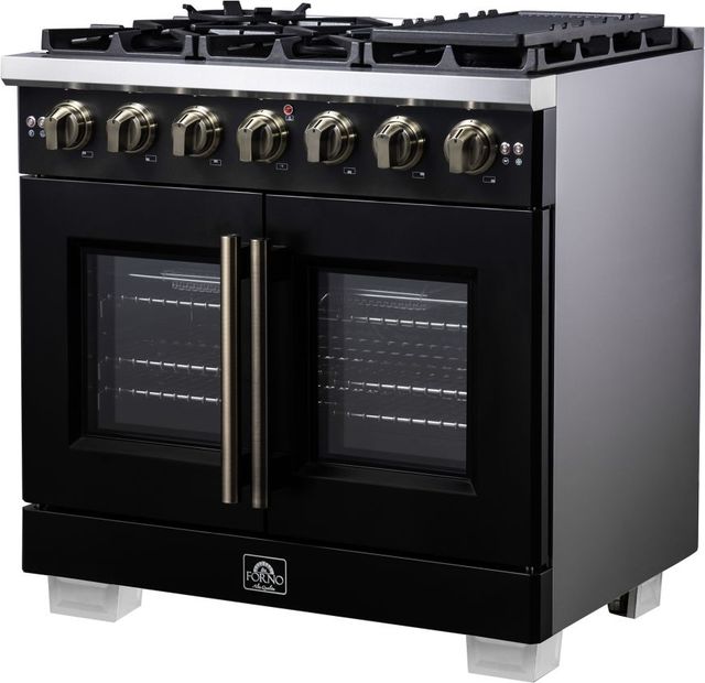 FORNO® Capriasca Series Alta Qualita 36" Black Pro Style Gas Range-2