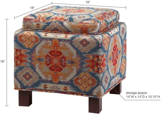 Olliix by Madison Park Red Shelley Square Storage Ottoman with Pillows-1