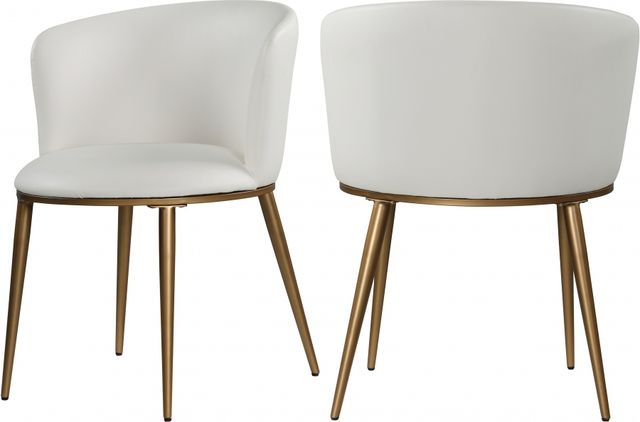 Meridian Furniture Skylar White/Gold Faux Leather Dining Chair-1
