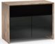Salamander Designs® Barcelona 329 AV Cabinet-Natural Walnut/Black Glass-0