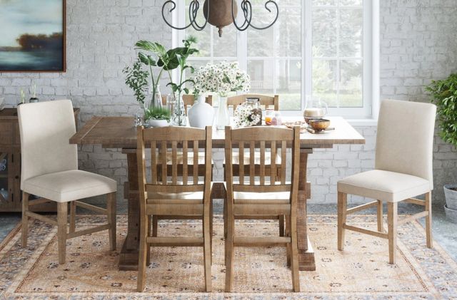 Jofran Inc. Carlyle Crossing 7-Piece Brown Trestle Counter Table Set-1