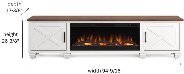 Legends Home Real Cozy Liberty Bourbon/Jasmine White 95" Fireplace Console-2