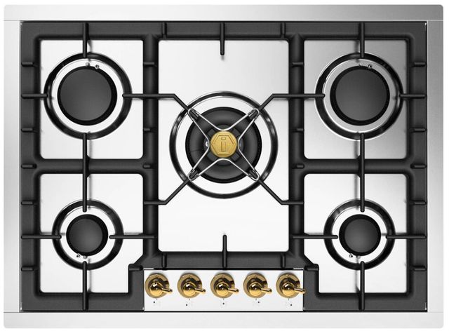 Ilve® Nostalgie II 30'' Stainless Steel Natural Gas Gas Cooktop with Brass Trim-0