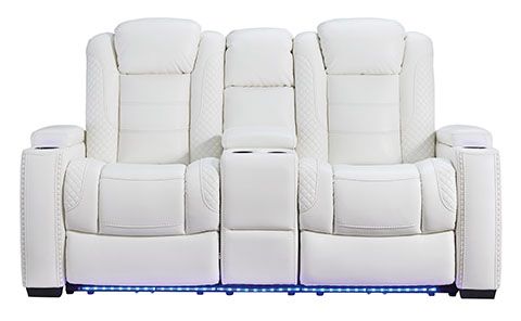 Signature Design by Ashley® Party Time White Power Reclining Loveseat-2