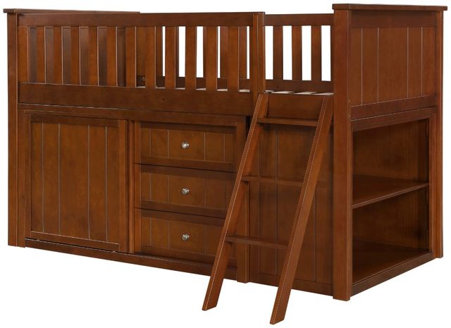 Homelegance® Rowe Dark Cherry Youth Twin Low Loft Bunk Bed with Bookcase and Two Dressers-3