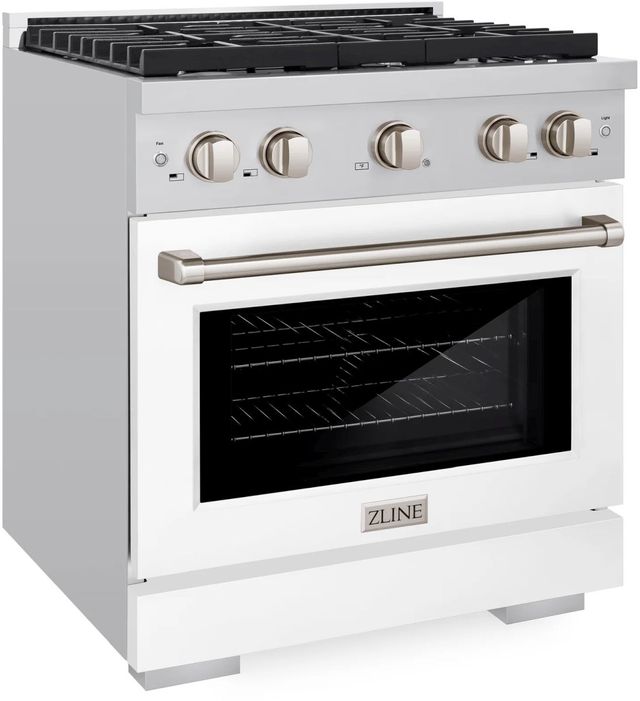 ZLINE Paramount 30" Stainless Steel Pro Style Dual Fuel Range with White Matte Door-3