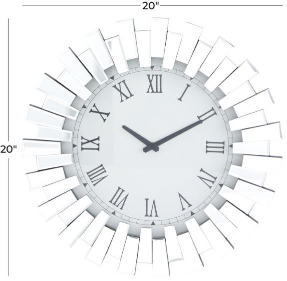 Deco Marche U Select Silver Glass Starburst Mirrored Wall Clock-3