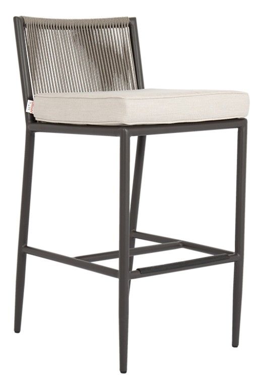 Sunset West Pietra Stone Gray Aluminum/Olefin Rope Outdoor Counter Stool with Echo Ash Cushion-0