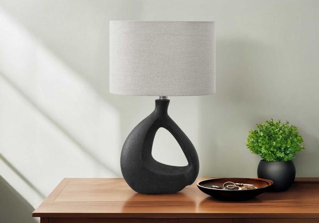 Monarch Specialties Inc. Black Resin Table Lamp with Grey Shade-2