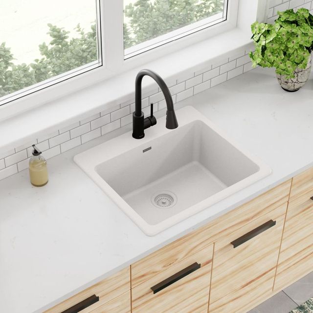 Elkay Quartz Classic® White 25" x 22" x 9-1/2" Single Bowl Drop-In Sink-2