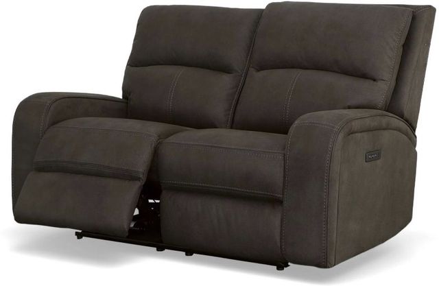Flexsteel® Nirvana Grey Power Reclining Loveseat with Power Headrests-2