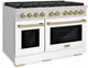 ZLINE Autograph Edition Paramount 48" Stainless Steel Pro Style Dual Fuel Range with White Matte Door and Champagne Bronze Accents-2