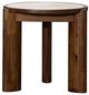 LH Home Remix Round Brown Wooden Side Table with Travertine Top-3