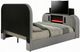 ACME Furniture Shelyn Gray Eastern King Bed with Led, TV Stand, Fireplace and Bluetooth-4