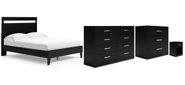 Signature Design by Ashley® Finch 4-Piece Black Full Panel Platform Bed Set-0